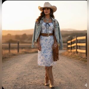 SIMPLE RETRO MILA ELEGANT SQUARE NECK CONTRAST PRINT DRESS SIZE S